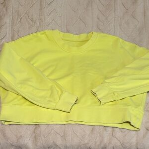 lululemon athletica Neon Yellow Cropped Crewneck Sweatshirt